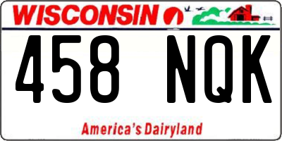 WI license plate 458NQK