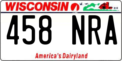 WI license plate 458NRA