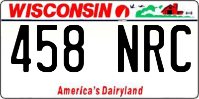 WI license plate 458NRC