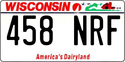 WI license plate 458NRF