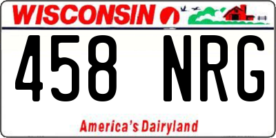WI license plate 458NRG
