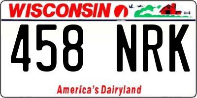 WI license plate 458NRK