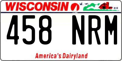 WI license plate 458NRM