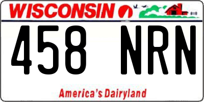 WI license plate 458NRN