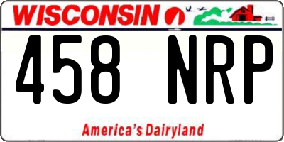 WI license plate 458NRP