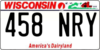 WI license plate 458NRY