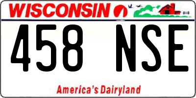 WI license plate 458NSE