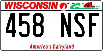 WI license plate 458NSF