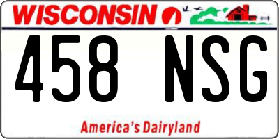 WI license plate 458NSG