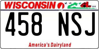 WI license plate 458NSJ