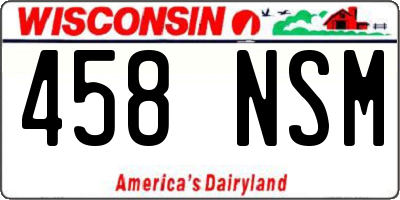 WI license plate 458NSM