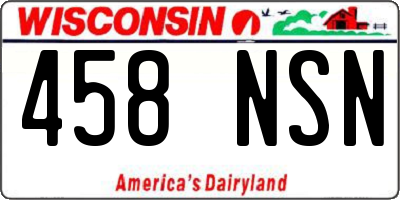 WI license plate 458NSN