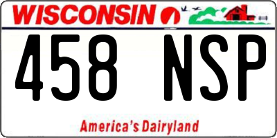 WI license plate 458NSP