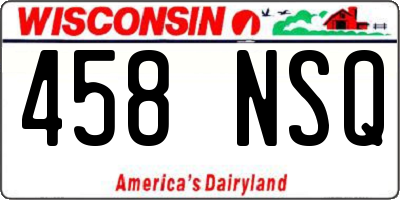 WI license plate 458NSQ