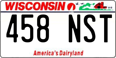 WI license plate 458NST