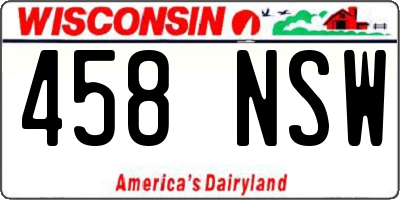 WI license plate 458NSW