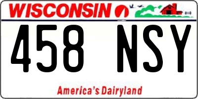 WI license plate 458NSY