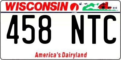 WI license plate 458NTC