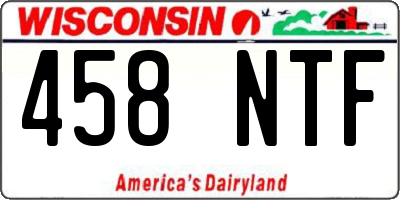 WI license plate 458NTF