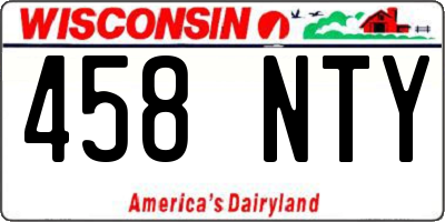 WI license plate 458NTY