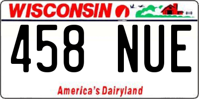 WI license plate 458NUE