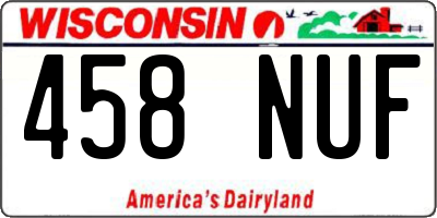 WI license plate 458NUF