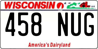 WI license plate 458NUG