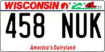 WI license plate 458NUK