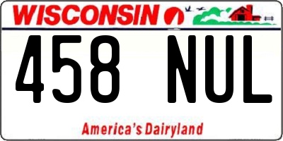 WI license plate 458NUL