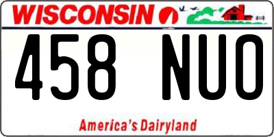 WI license plate 458NUO