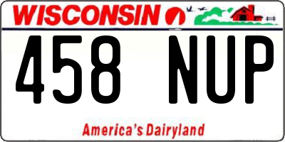 WI license plate 458NUP