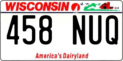 WI license plate 458NUQ