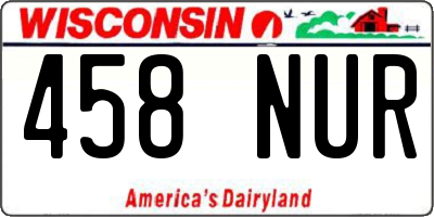 WI license plate 458NUR