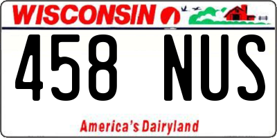WI license plate 458NUS