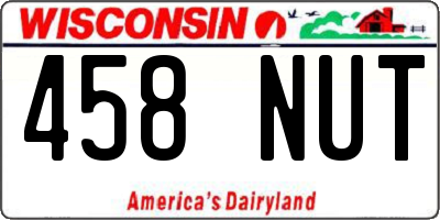 WI license plate 458NUT