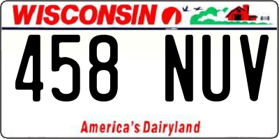 WI license plate 458NUV