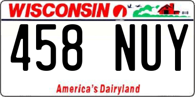 WI license plate 458NUY
