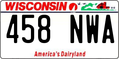 WI license plate 458NWA