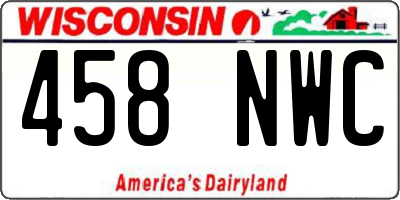 WI license plate 458NWC