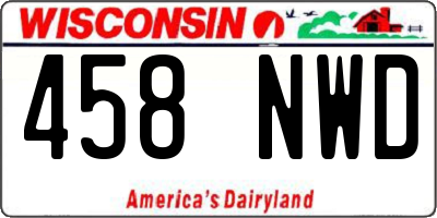 WI license plate 458NWD