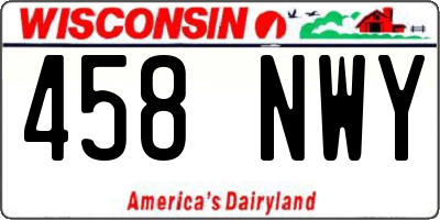 WI license plate 458NWY