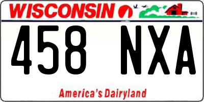 WI license plate 458NXA