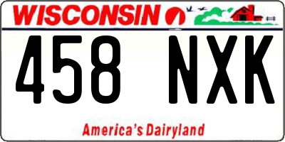 WI license plate 458NXK