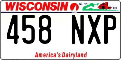 WI license plate 458NXP