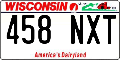WI license plate 458NXT