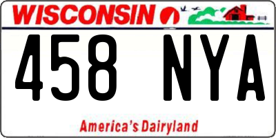 WI license plate 458NYA