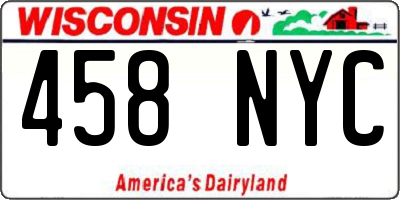 WI license plate 458NYC