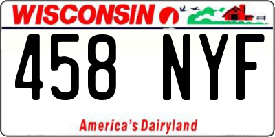 WI license plate 458NYF