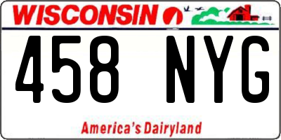 WI license plate 458NYG