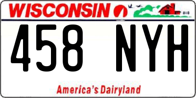 WI license plate 458NYH